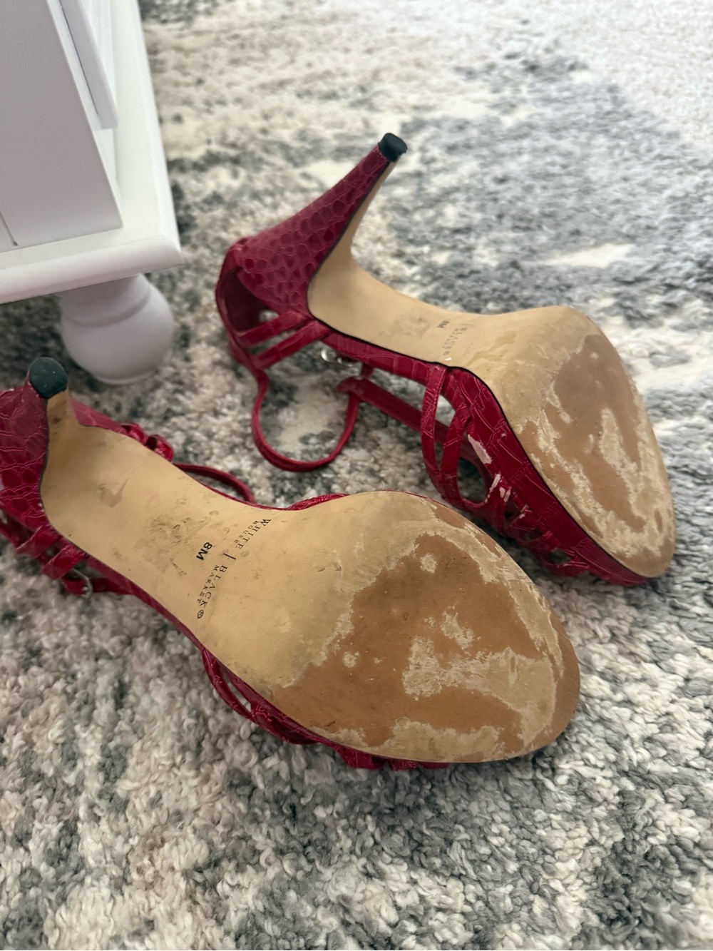 White House Black Market Shoes - Red Strappy Kitten Heels - Picture 4 of 6